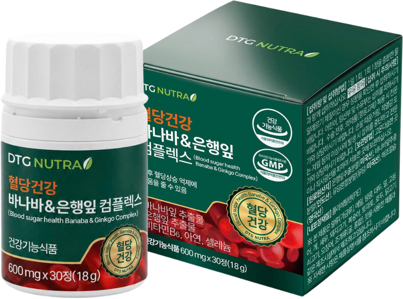 DTG NUTRA Blood Sugar Health Banaba & Ginkgo Complex — 600 mg x 30